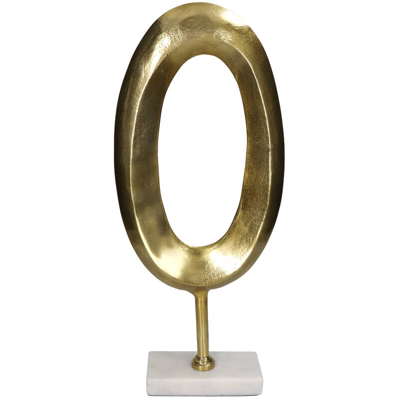 Ornament ovaal goud op marmeren voet - Aluminium - 47 cm hoog