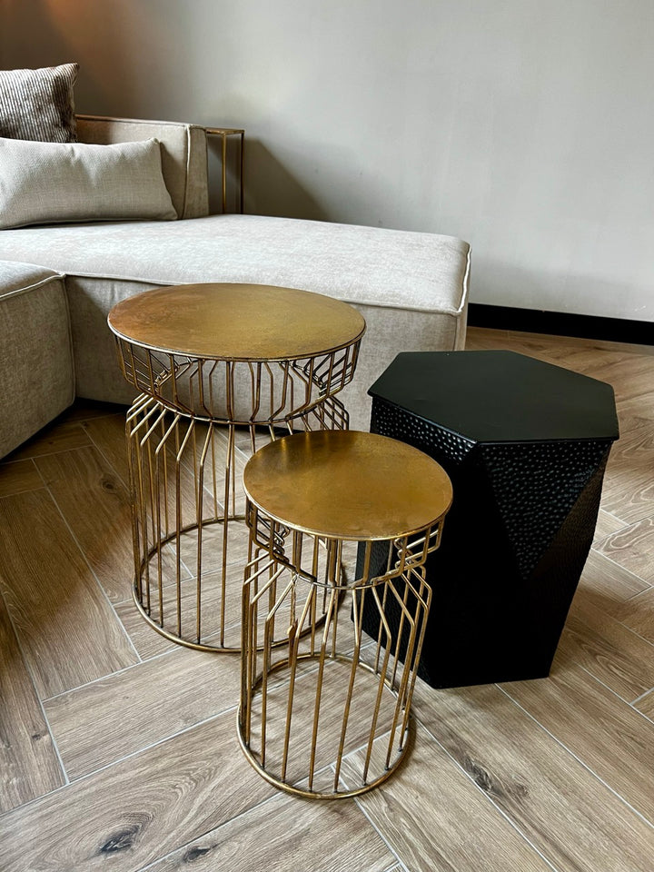 Set of 2 gold side tables - 2 sizes - Gold