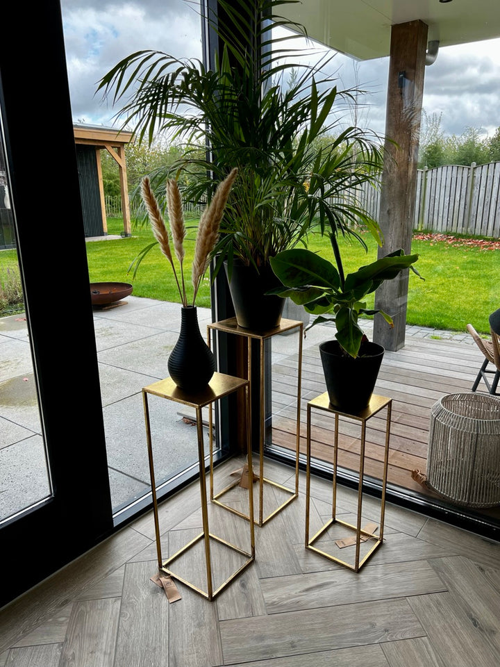 Set of 3 high Plant Tables - 3 sizes - Gold