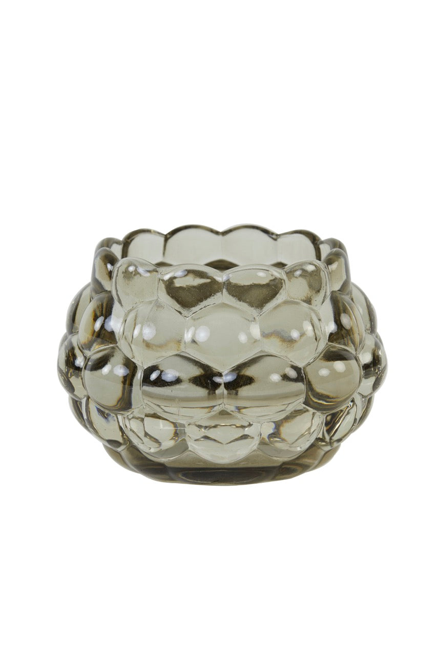 Theelicht HAVANA - Ø12,5x8,5 cm - glas grijs