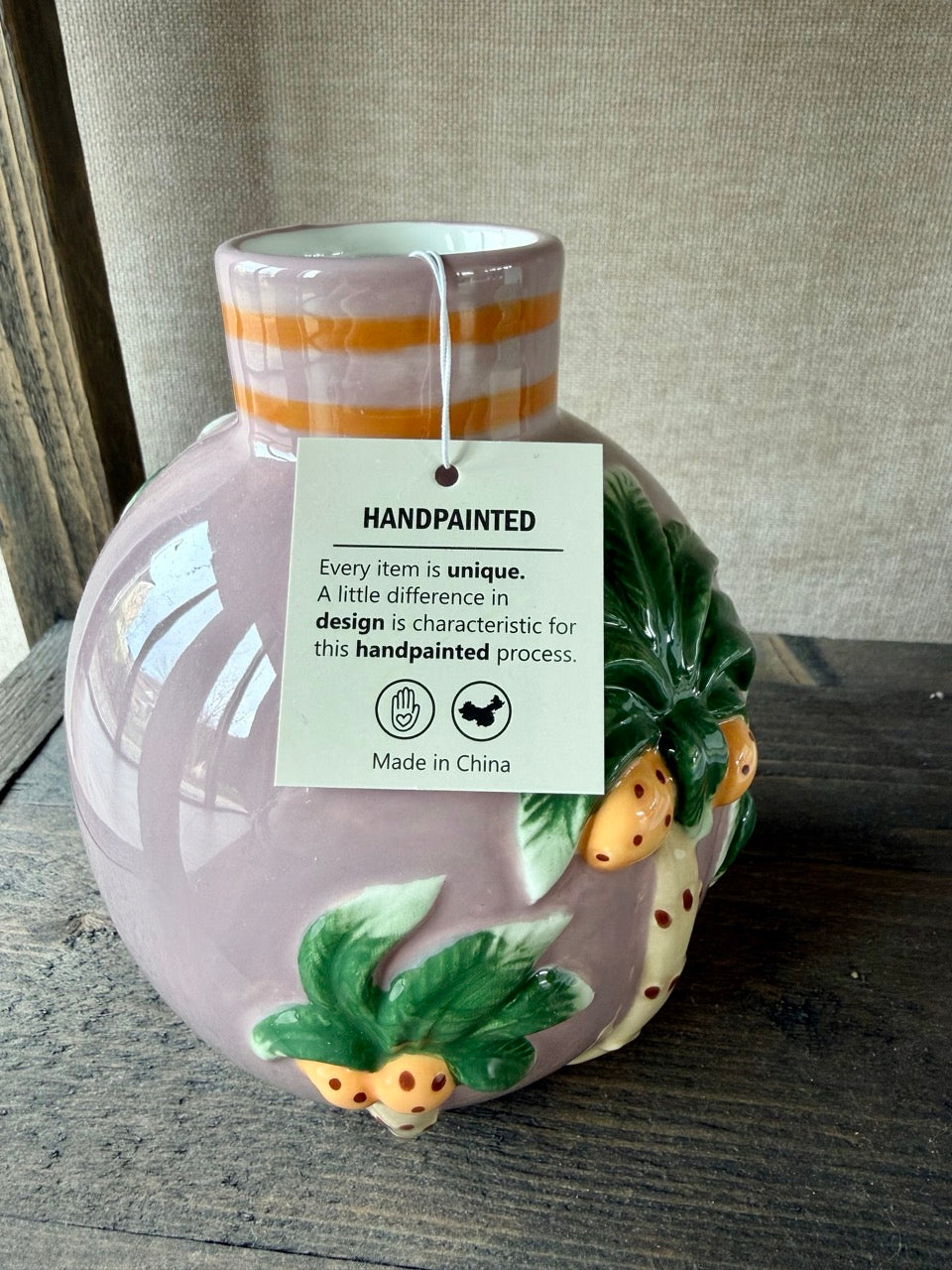 Vaas Palm Bliss Roze – Keramiek – 14x13x16 cm