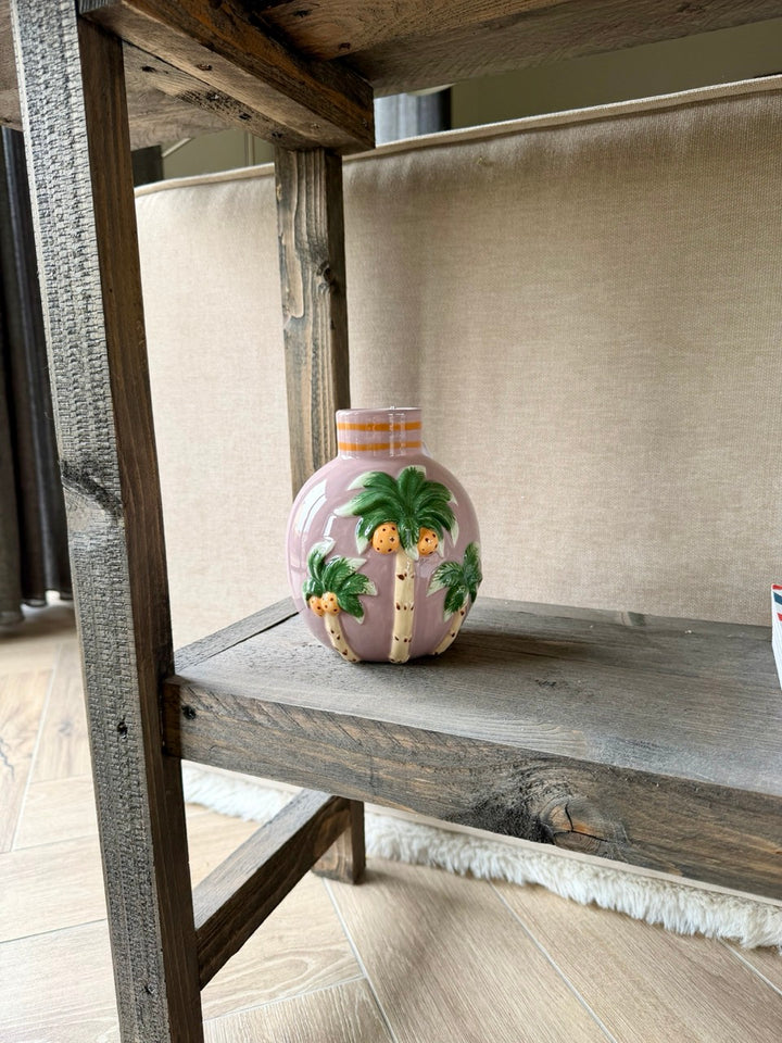Vaas Palm Bliss Roze – Keramiek – 14x13x16 cm
