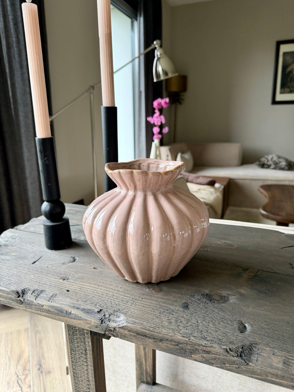 Vaas Rosé Ripple – Keramiek – 20x20x17,5 cm