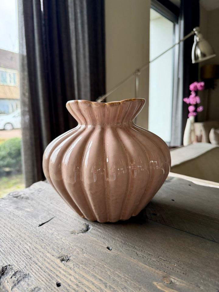 Vaas Rosé Ripple – Keramiek – 20x20x17,5 cm