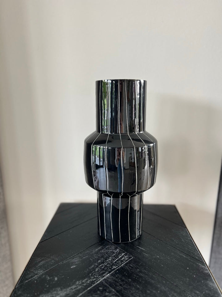 Vaas SENUMA - Ø16x33 cm - Glanzend zwart+wit