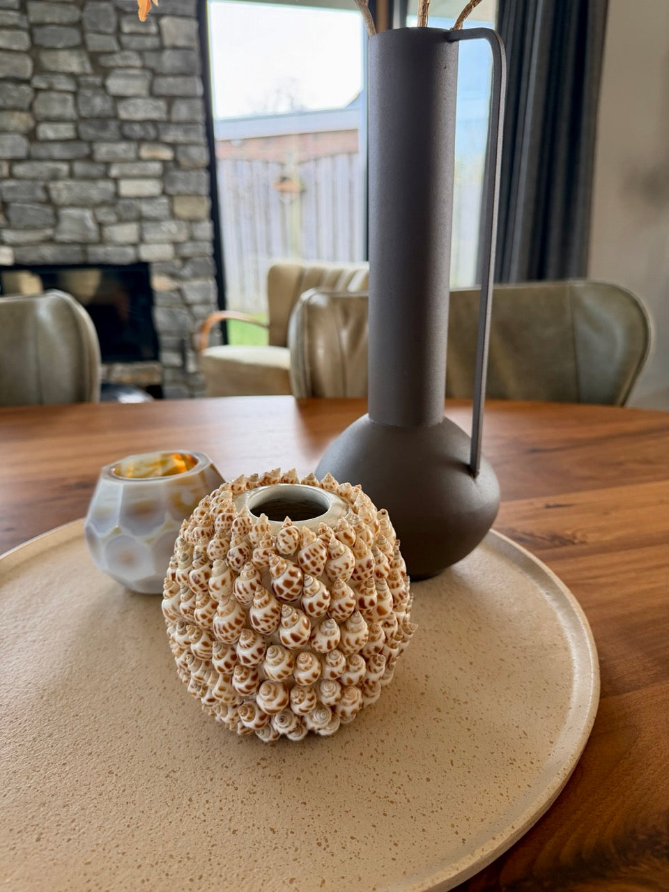 Vaas SHELL - Ø13x12 cm - crème+bruin