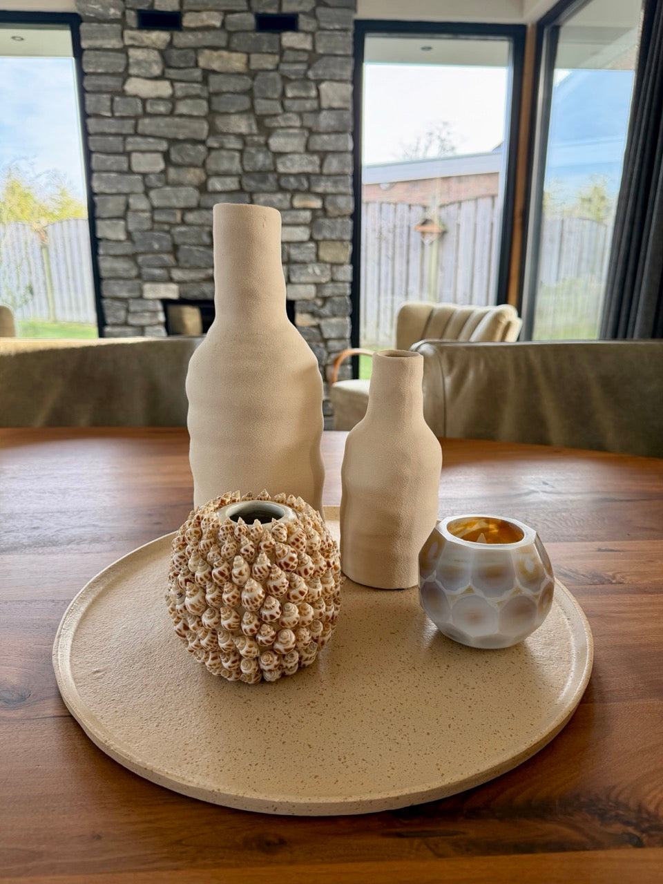 Vaas SHELL - Ø13x12 cm - crème+bruin