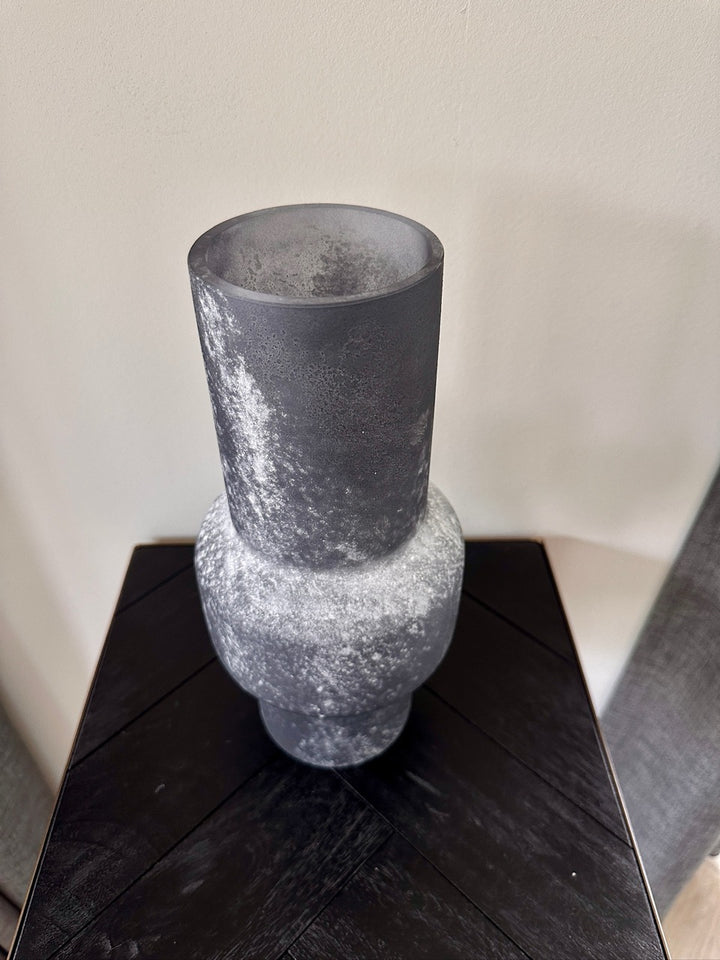 Vaas matglas - Ø14x30cm - Antraciet