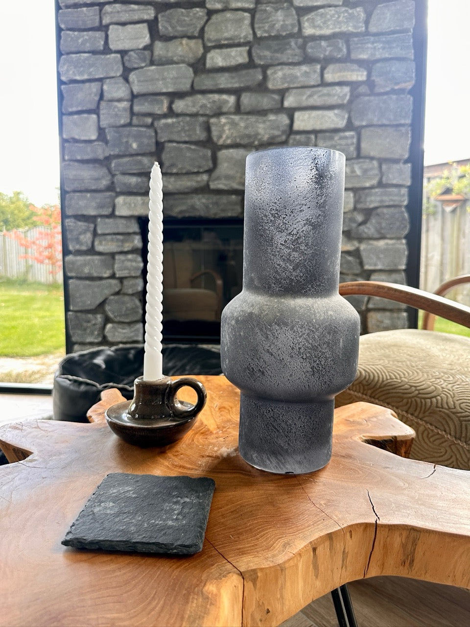 Vaas matglas - Ø14x30cm - Antraciet