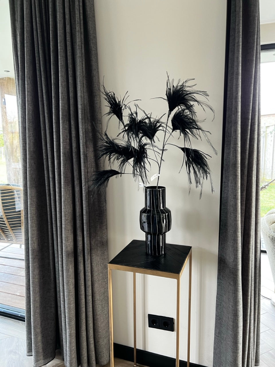 Veren pluim XL - 95 cm - Zwart