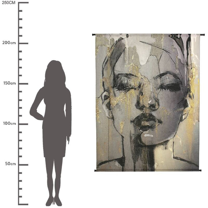 Wanddoek Face Velvet - 136x173 cm - zwart/goud