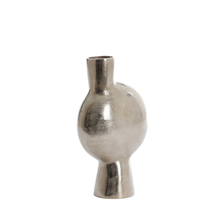 Zilveren ruw nikkel vaas - 26 cm hoog