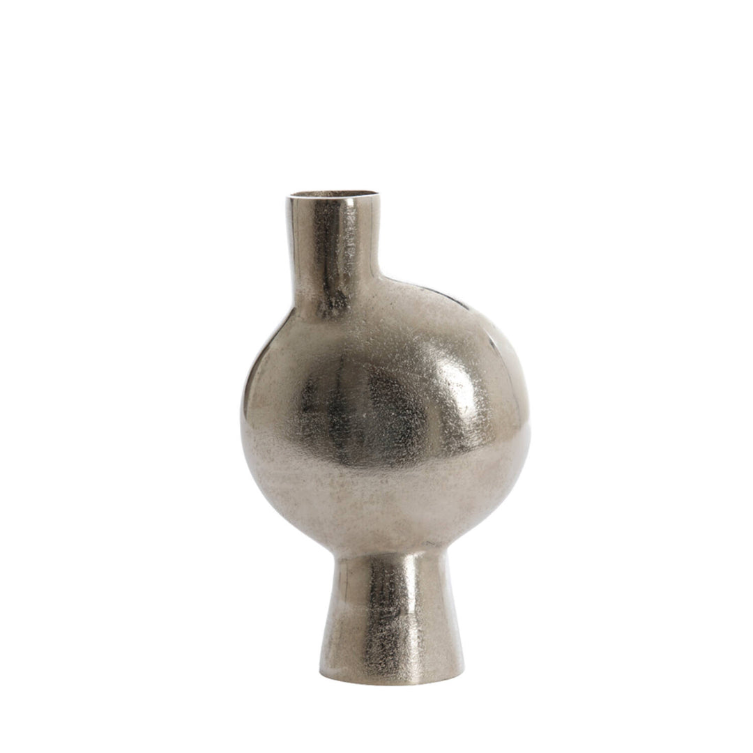 Zilveren ruw nikkel vaas - 26 cm hoog