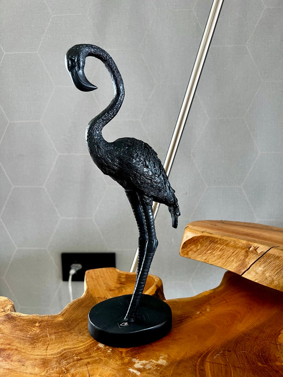 Zwart Flamingo beeld  - 30 cm hoog