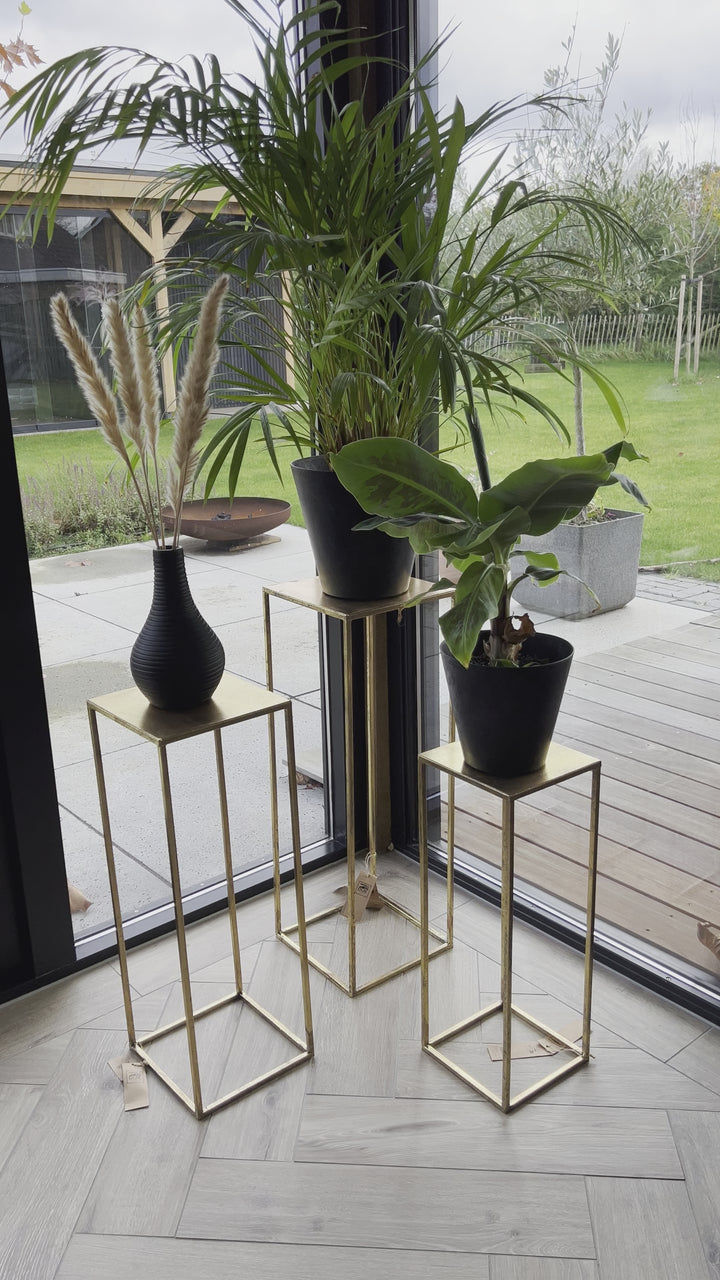 Set of 3 high Plant Tables - 3 sizes - Gold