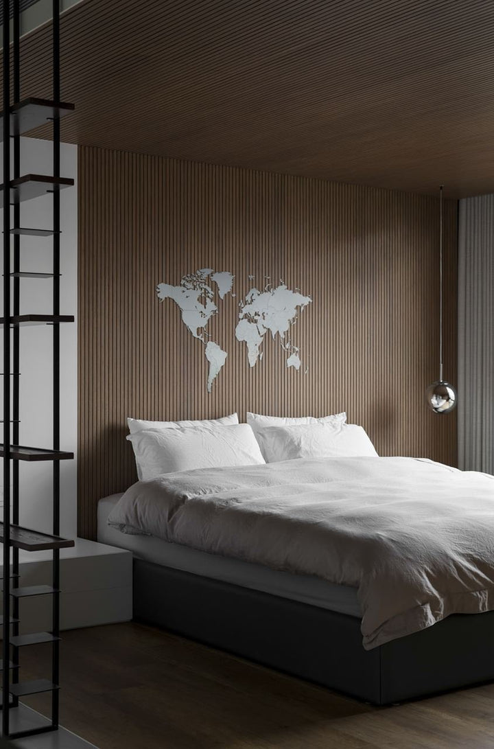 Luxury Wooden World Map - M(130x78cm) - White