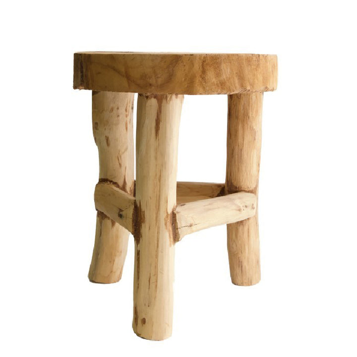 Teakhout krukje - ↑ 30 cm / →25 cm  - Naturel