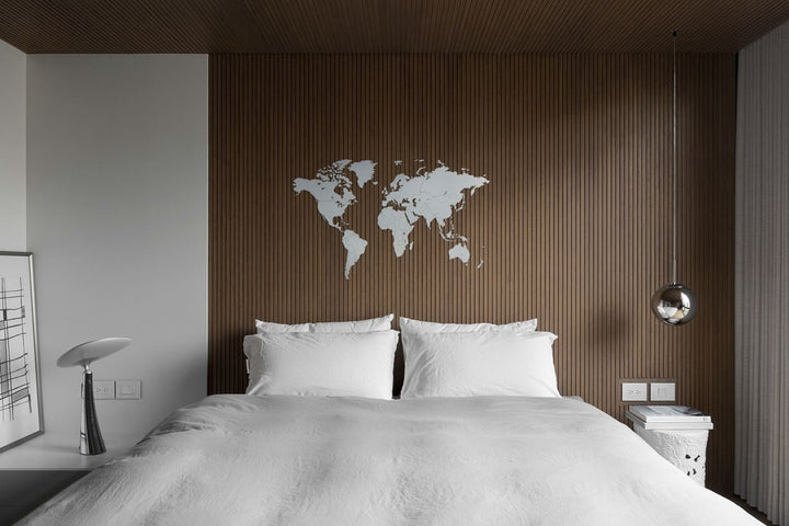 Luxury Wooden World Map - M(130x78cm) - White