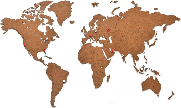 Luxury Wooden World Map - XS (90x54cm) - Brown
