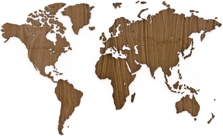 Exclusive Wooden World Map - M(130x78cm) - Walnut