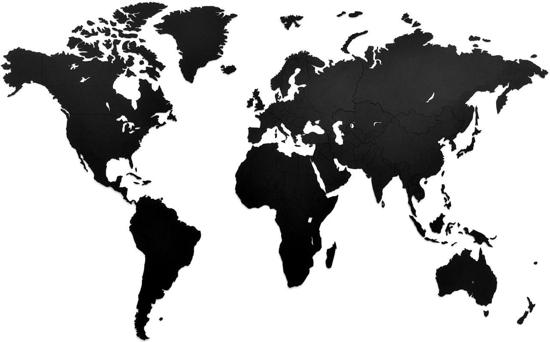 Luxury Wooden World Map - M(130x78cm) - Black