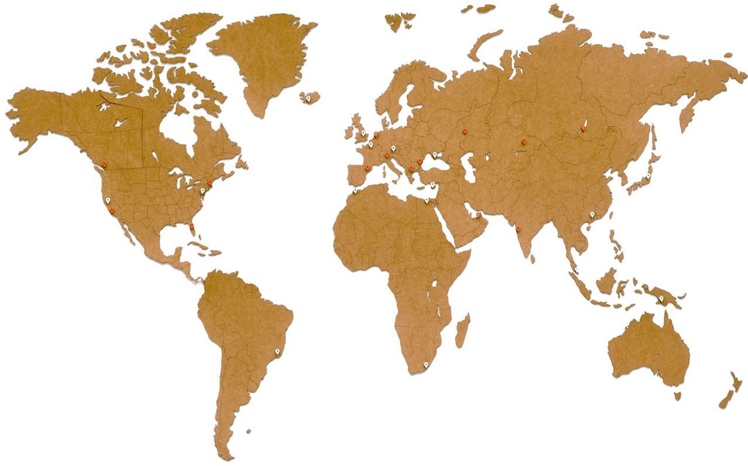 Luxury Wooden World Map - XL (180x108cm) - Brown