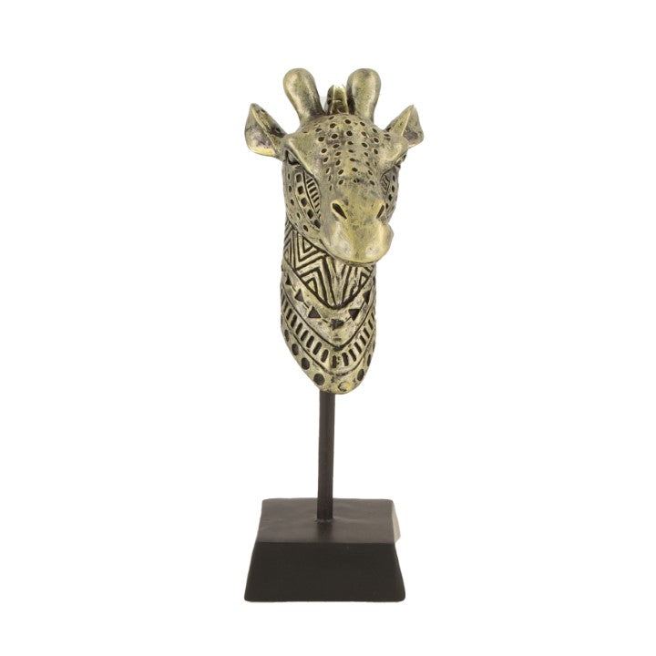 Giraffe ornament Gold/Black - 23 cm hoog