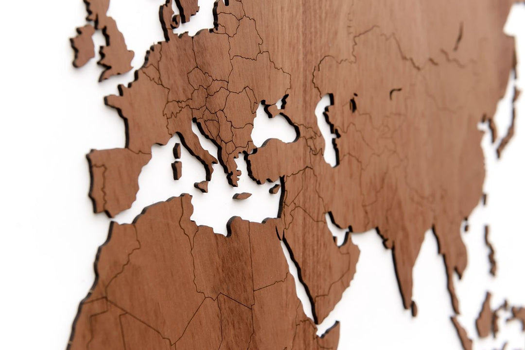 Exclusive Wooden World Map - M(130x78 cm) - Sapele wood