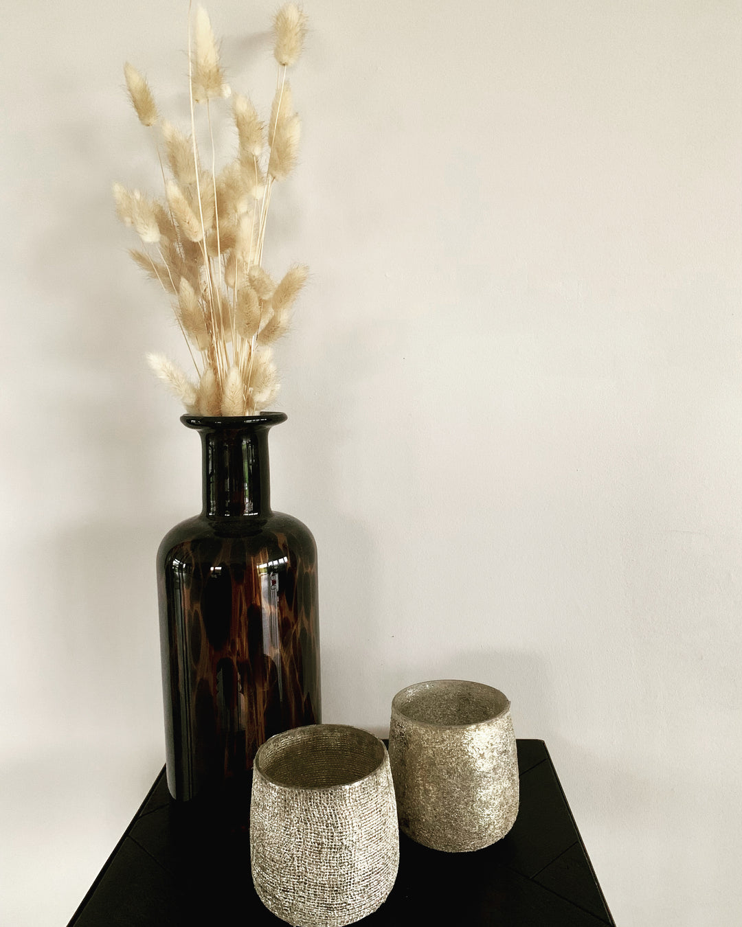 Vase “Leopard glass fancy” - 30 cm high - dark brown leopard glass