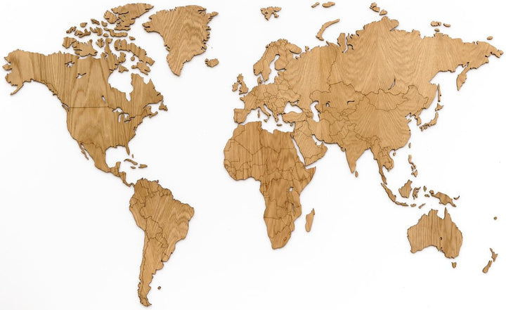 Exclusive Wooden World Map - M(130x78 cm) - Oak