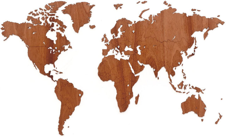Exclusive Wooden World Map - M(130x78 cm) - Sapele wood