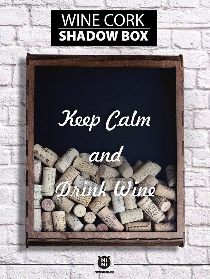 Wooden Wine Cork collection box - 35x27x5.5 cm