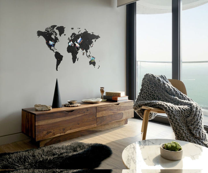 Luxury Wooden World Map - S(100x60cm) - Puzzle - Black