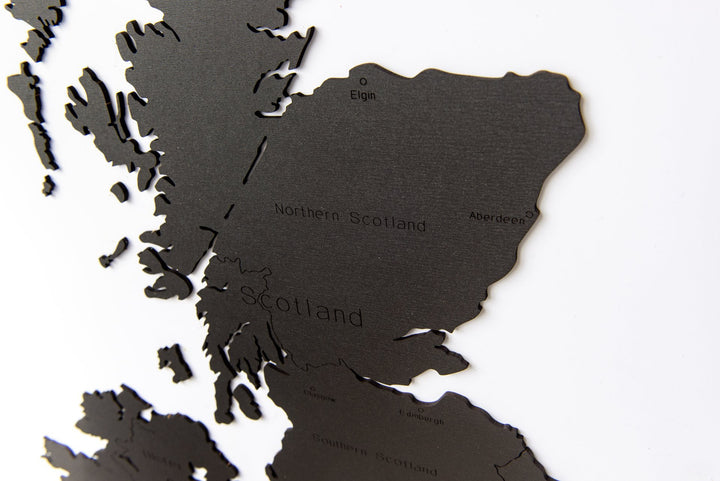 Luxury Wooden Map - Wall Decoration - United Kingdom and Ireland - 106x61 cm - Black