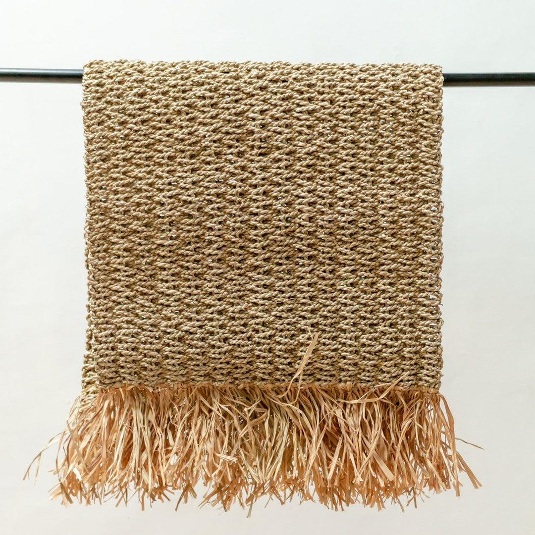 Zeegras vloerkleed met kwastjes 120x60 cm geweven Boho tapijt gemaakt van zeegras BARA