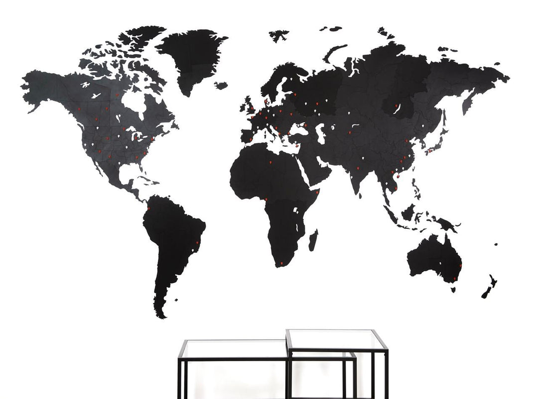 Large wooden World Map - XXL (280x170cm) - Black