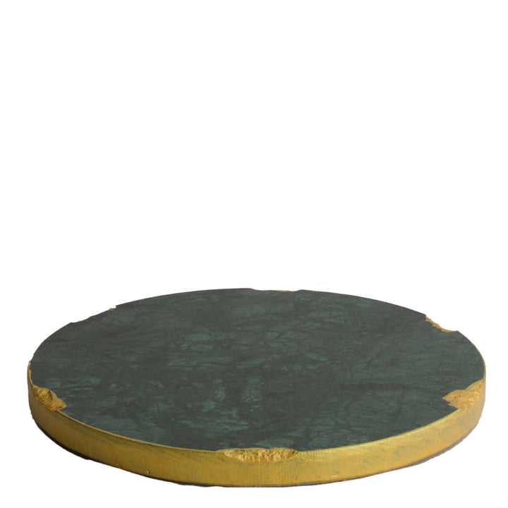 Decoratie plateau "Marble Green" - marmer groen goud - rond 20 cm