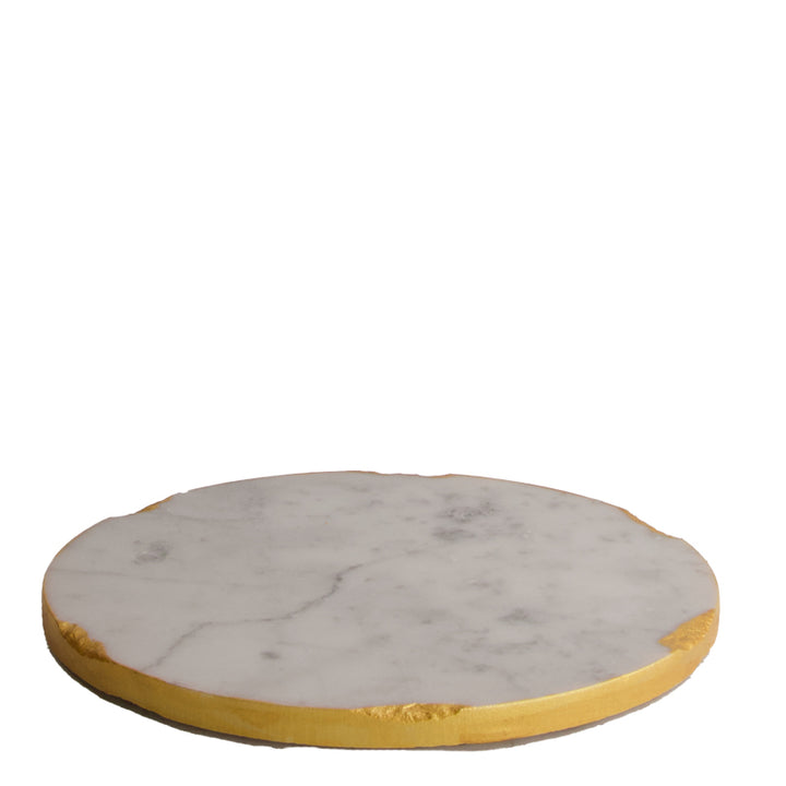 Decoratie plateau "Marble White" - marmer wit goud - rond 20 cm