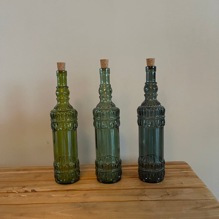 Recycled glass bottle - Ø8x34cm - 3 variants
