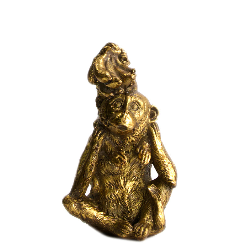 Gouden aapje beeld "Banana" - ↑ 14 cm / →8,5 cm  - goud
