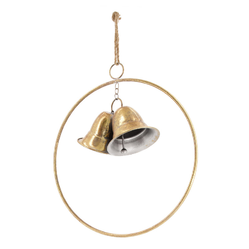 Hanger “Christmas Bells” - ↑42 cm / ⌀ 37 cm - goud metaal - kerst bel