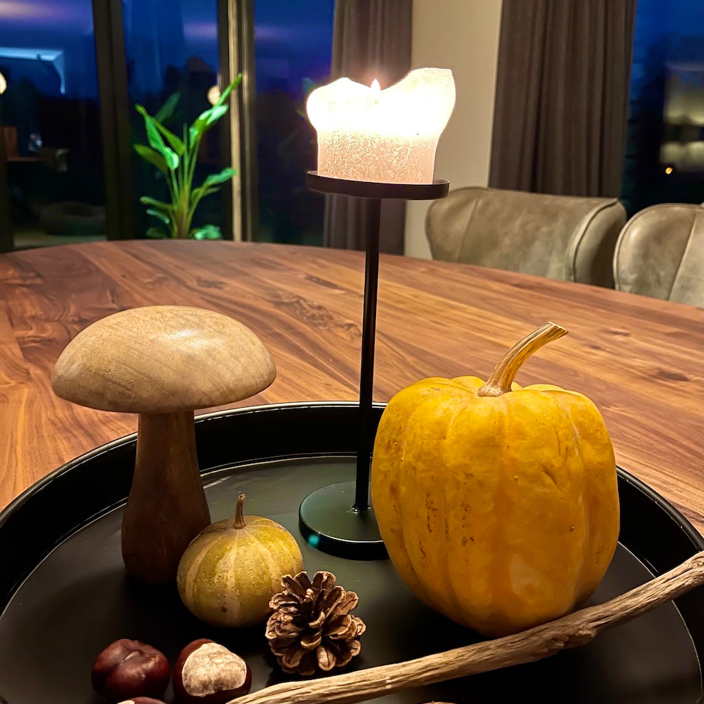 Houten paddenstoel - mango hout - 15 cm hoog