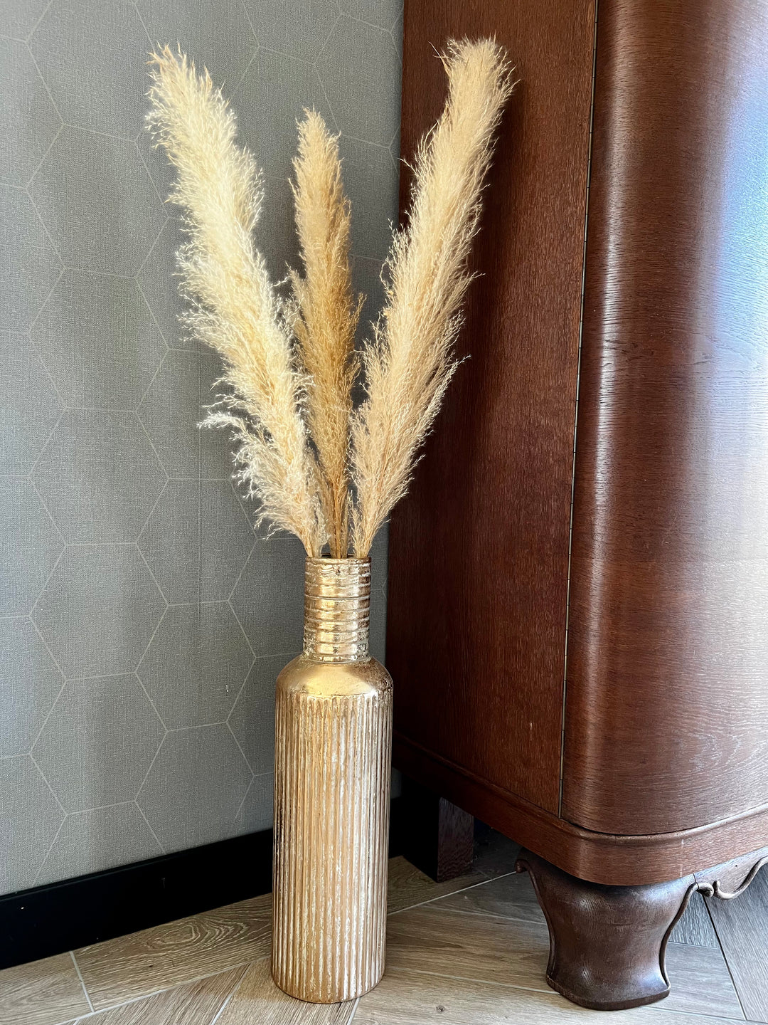 Dried flowers - full pampas plumes - cream 3 pieces - 115 cm