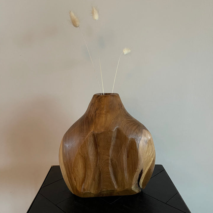 Vase teak wood - Natural teak - 24x9x22cm