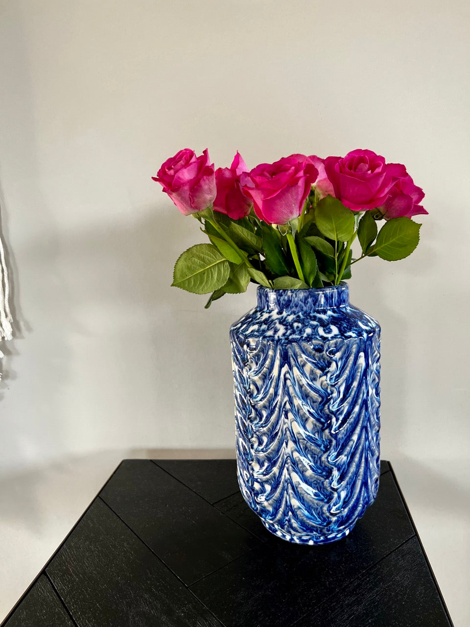 Ceramic vase "Delft blue" - blue/white - Ø13.5x23cm