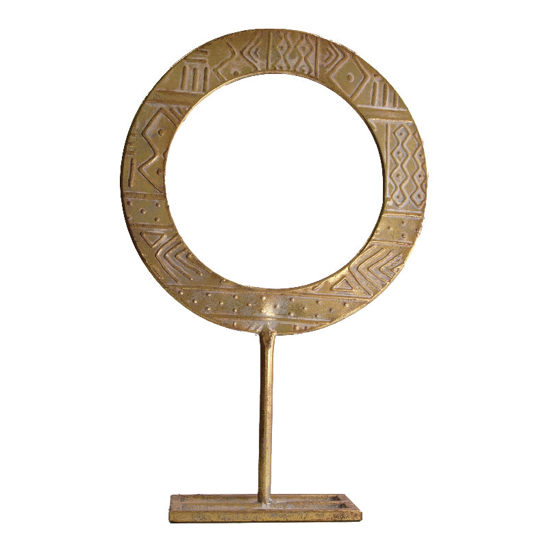 Ornament op standaard "Egyptian Ring" - ↑38 cm / ⌀24.5 cm - metaal goud