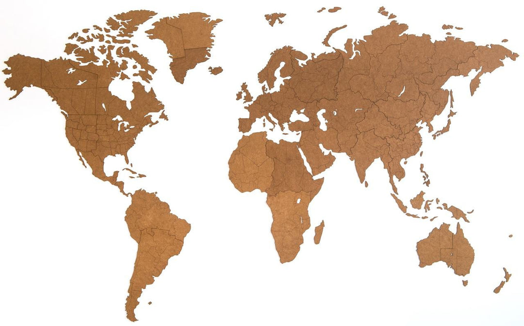 Giant Wooden World Map - XXL (280x170cm) - Brown