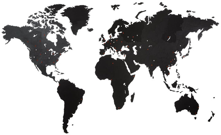Large wooden World Map - XXL (280x170cm) - Black