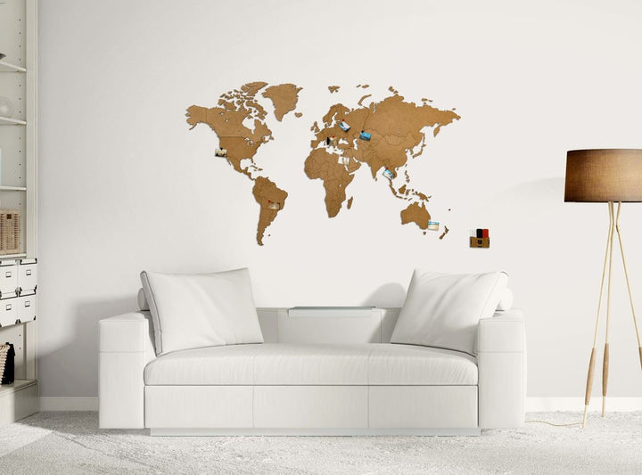 Luxury Wooden World Map - M(130x78cm) - Brown