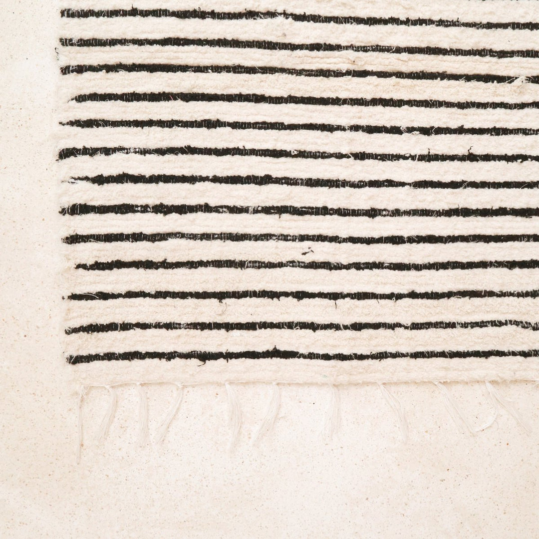 Klein katoenen vloerkleed gestreept met kwastjes 60x50 cm handgeweven tapijt UNTUK